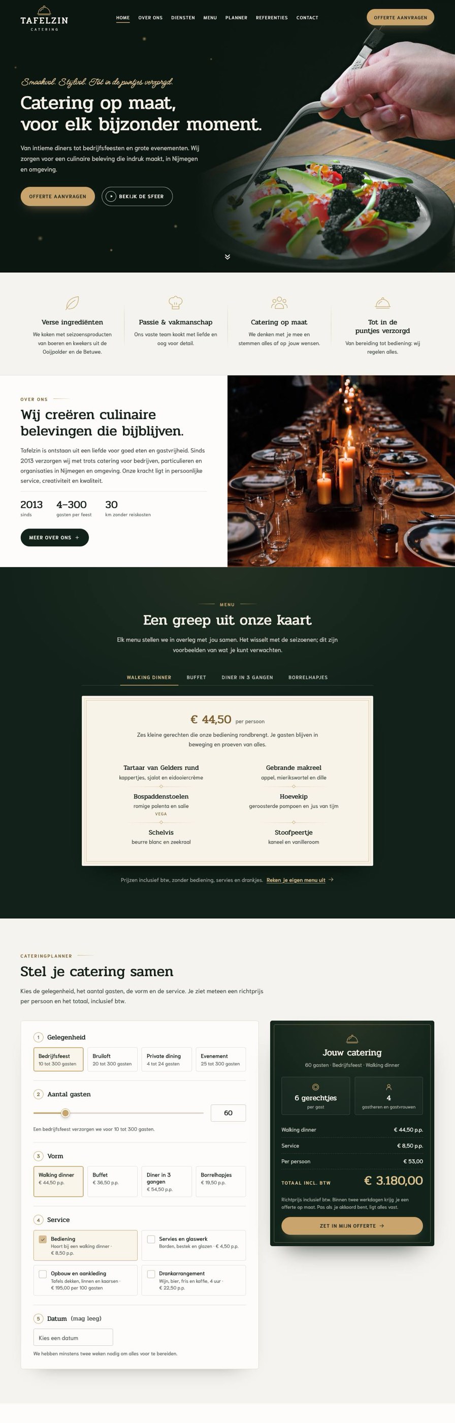 Homepage van Tafelzin Catering