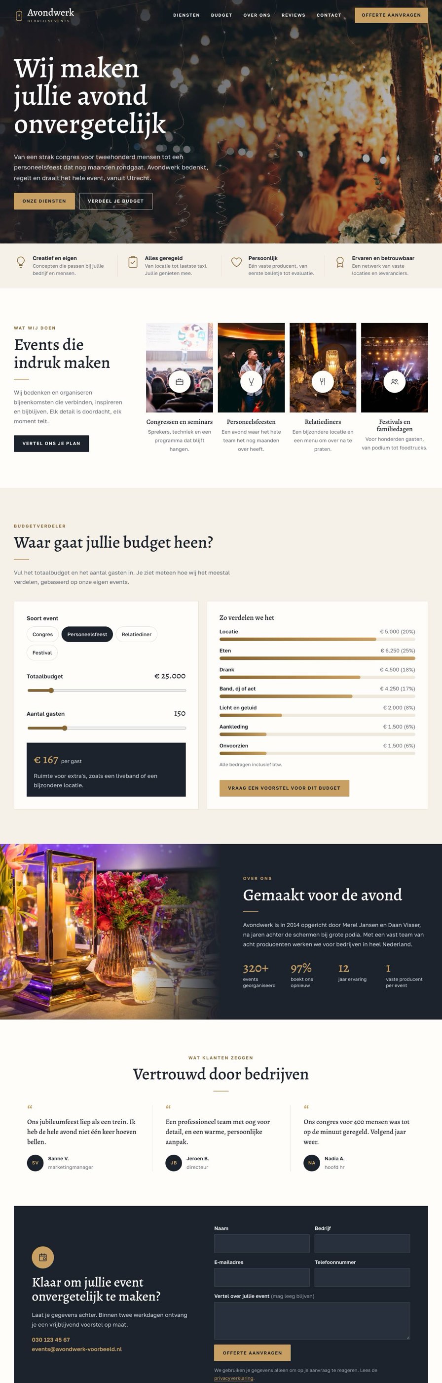 Homepage van Avondwerk